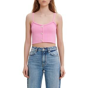 Maje 'Madeny' Pink V Neck Sleeveless Crop Camisole Size 1